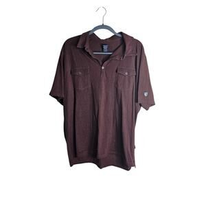 Kuhl Polo Shirt Mens Brown Short Sleeve Cotton Casual Outdoor Pockets Sz XXL